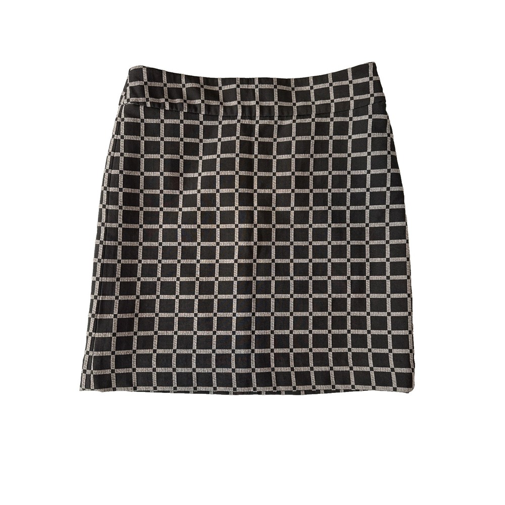 Loft Black Grid Plaid Lined A‎ Line Lined Skirt Women's 0 Academia Office Preppy